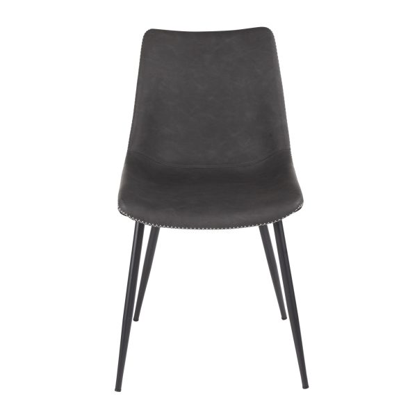 Durango Industrial Grey Faux Leather Dining Chairs Black Metal Set of 2 8