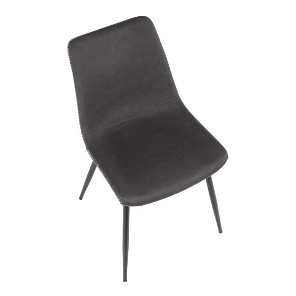 Durango Industrial Grey Faux Leather Dining Chairs Black Metal Set of 2 9