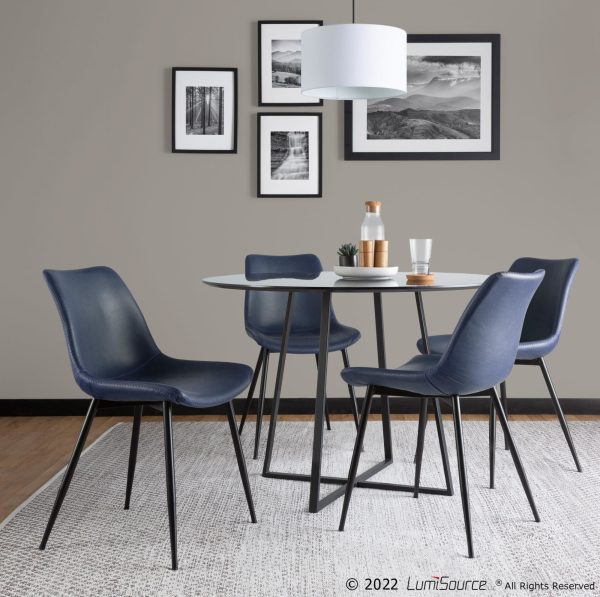 Durango Industrial Vintage Blue Faux Leather Dining Chairs Set of 2 1
