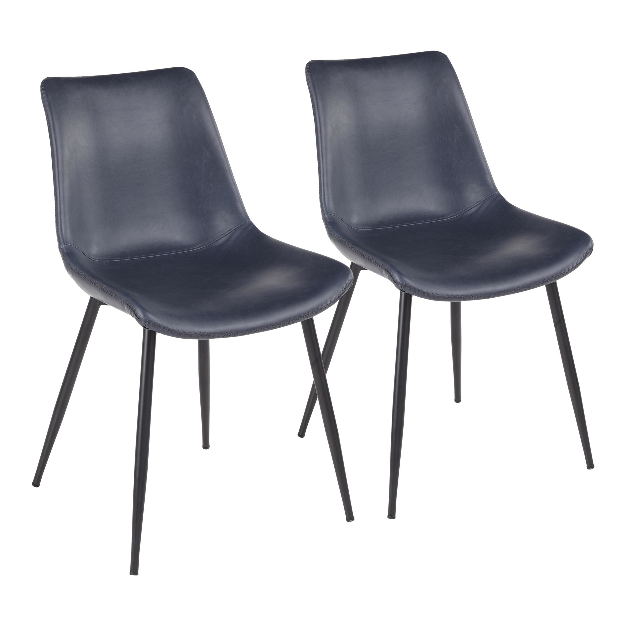Durango Industrial Vintage Blue Faux Leather Dining Chairs (Set of 2) 3 Durango Industrial Vintage Blue Faux Leather Dining Chairs (Set of 2) - Image 3