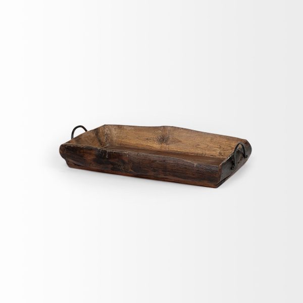 Durone Set of 2 Brown Wooden Live Edge Serving Trays 4