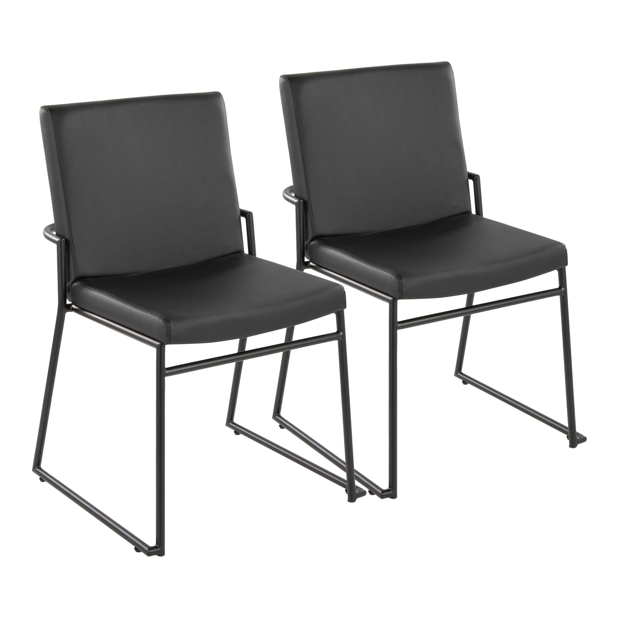 Dutchess Black Faux Leather Contemporary Dining Chairs (Set of 2) 2 Dutchess Black Faux Leather Contemporary Dining Chairs (Set of 2) - Image 2