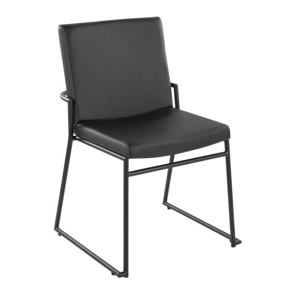 Dutchess Black Faux Leather Contemporary Dining Chairs Set of 2 2