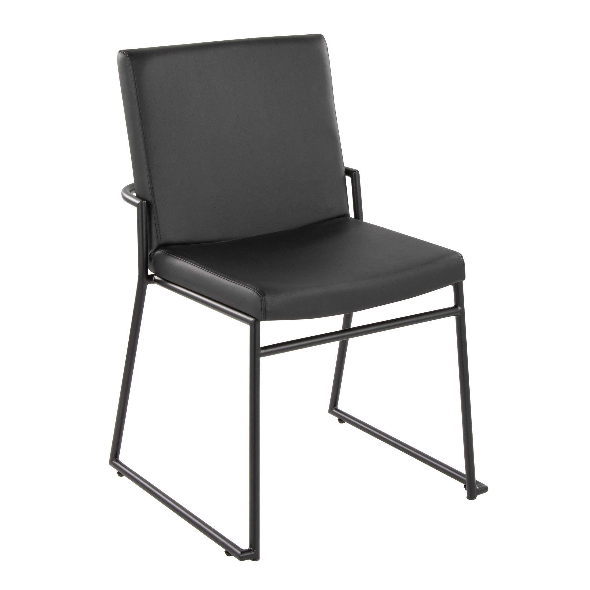 Dutchess Black Faux Leather Contemporary Dining Chairs (Set of 2) 3 Dutchess Black Faux Leather Contemporary Dining Chairs (Set of 2) - Image 3
