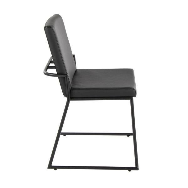 Dutchess Black Faux Leather Contemporary Dining Chairs Set of 2 3