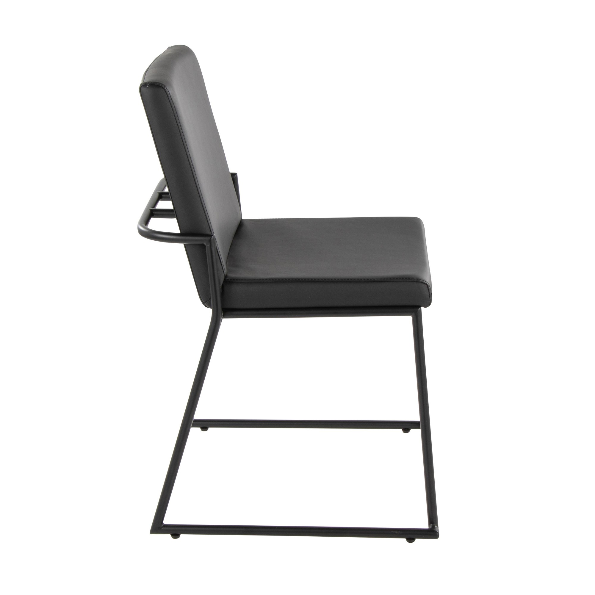 Dutchess Black Faux Leather Contemporary Dining Chairs (Set of 2) 4 Dutchess Black Faux Leather Contemporary Dining Chairs (Set of 2) - Image 4