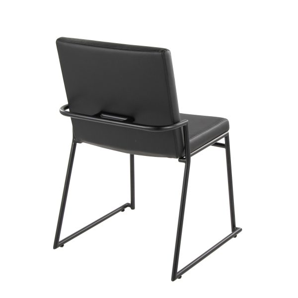 Dutchess Black Faux Leather Contemporary Dining Chairs Set of 2 4