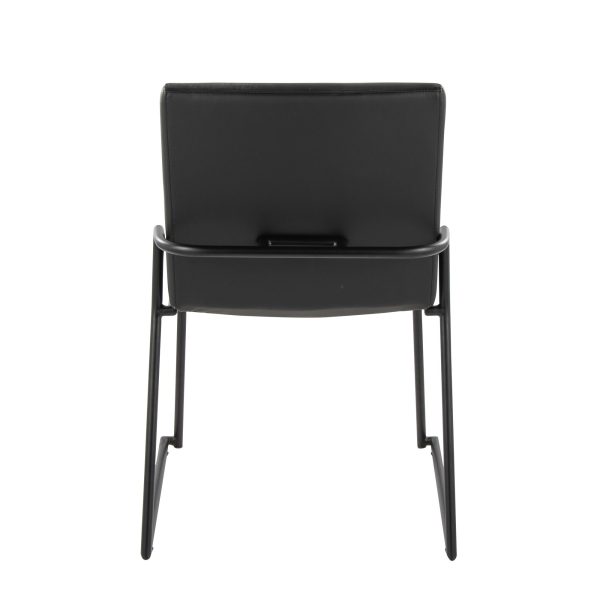 Dutchess Black Faux Leather Contemporary Dining Chairs Set of 2 5