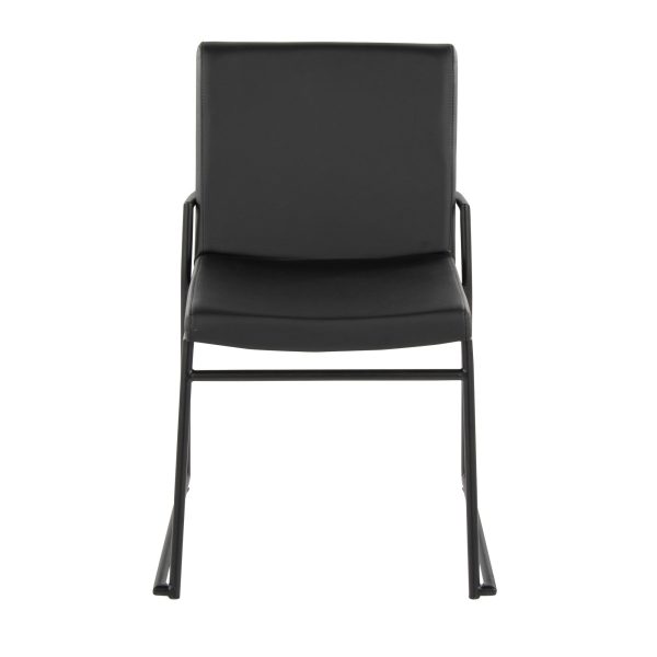 Dutchess Black Faux Leather Contemporary Dining Chairs Set of 2 6