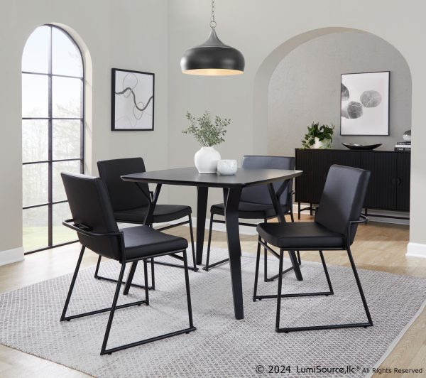 Dutchess Black Faux Leather Contemporary Dining Chairs Set of 2