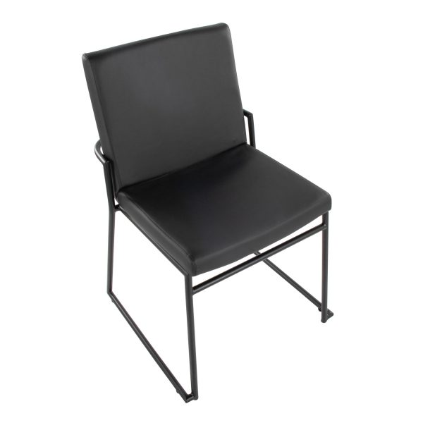 Dutchess Black Faux Leather Contemporary Dining Chairs Set of 2 7