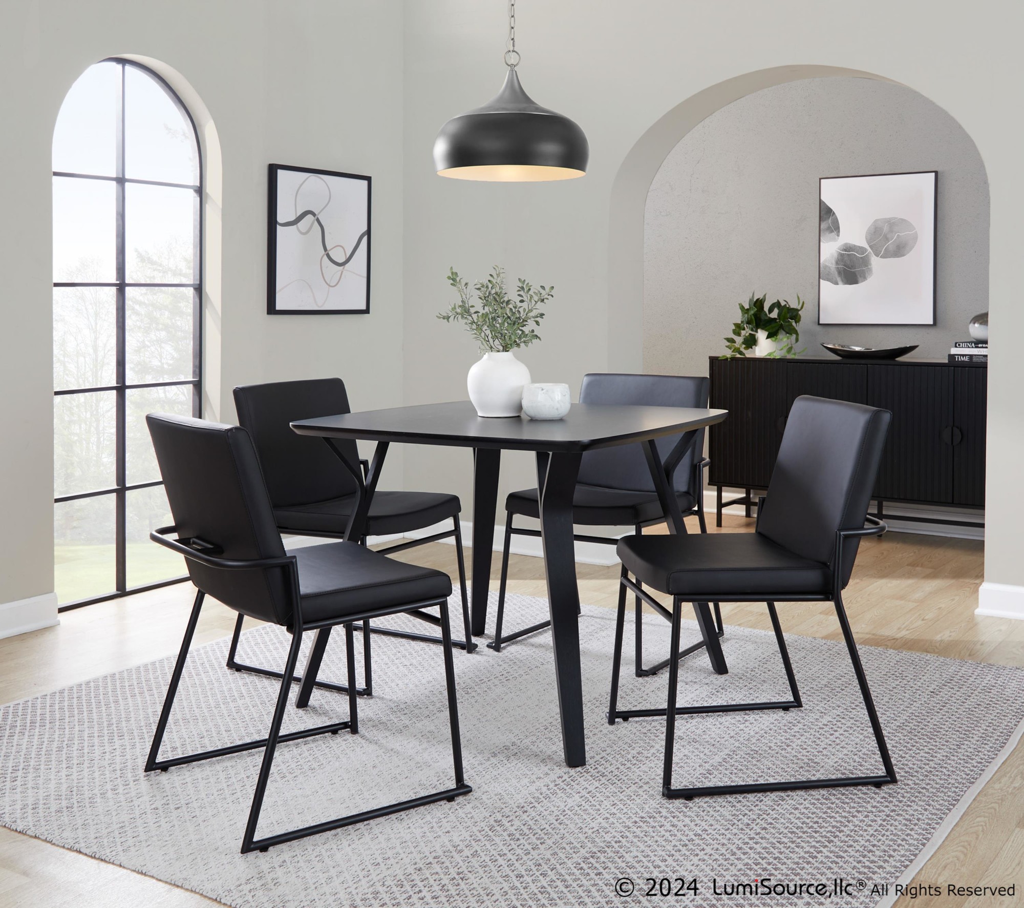 Dutchess Black Faux Leather Contemporary Dining Chairs (Set of 2) 1 Dutchess Black Faux Leather Contemporary Dining Chairs (Set of 2)