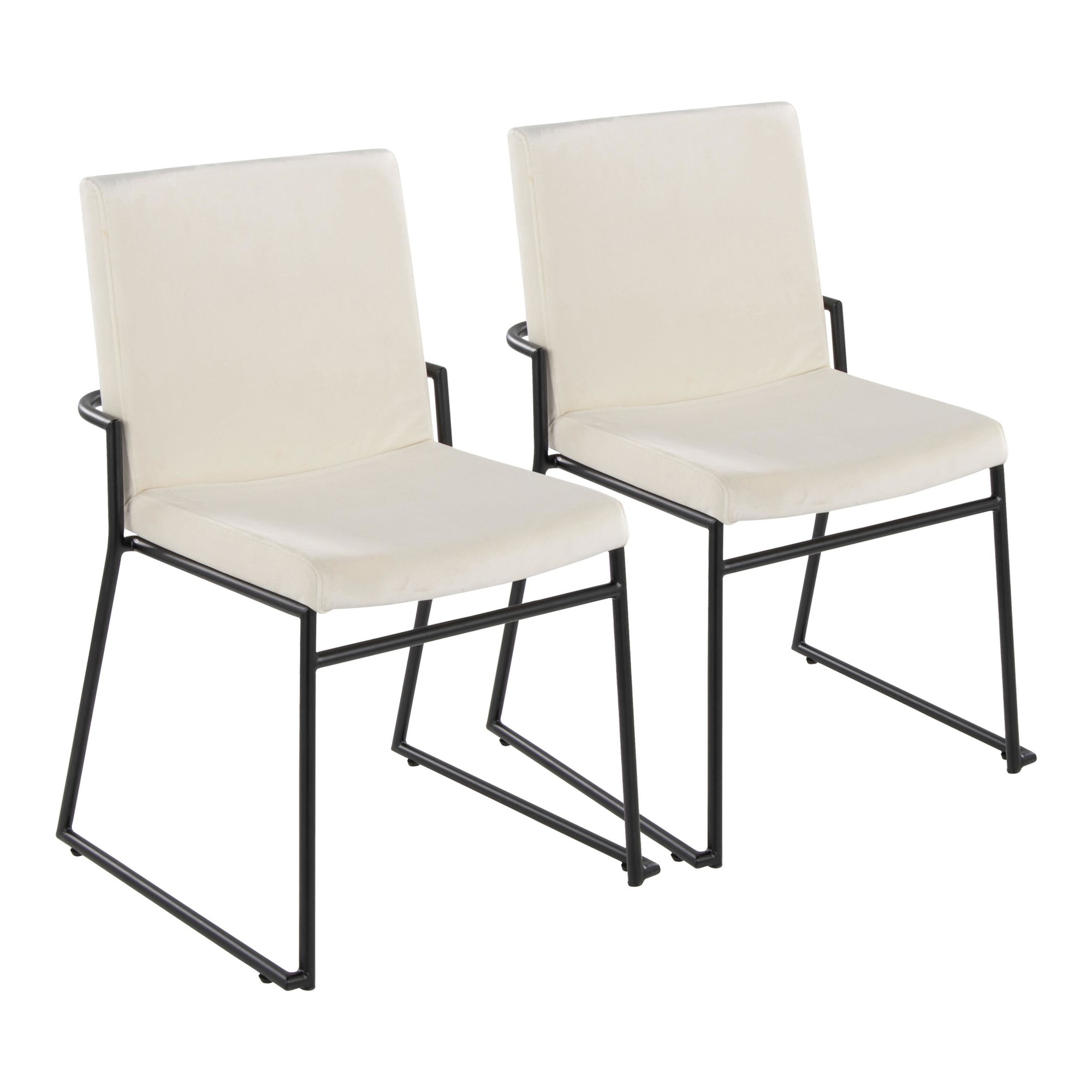 Dutchess Black Metal Cream Velvet Contemporary Dining Chairs (Set of 2) 2 Dutchess Black Metal Cream Velvet Contemporary Dining Chairs (Set of 2) - Image 2