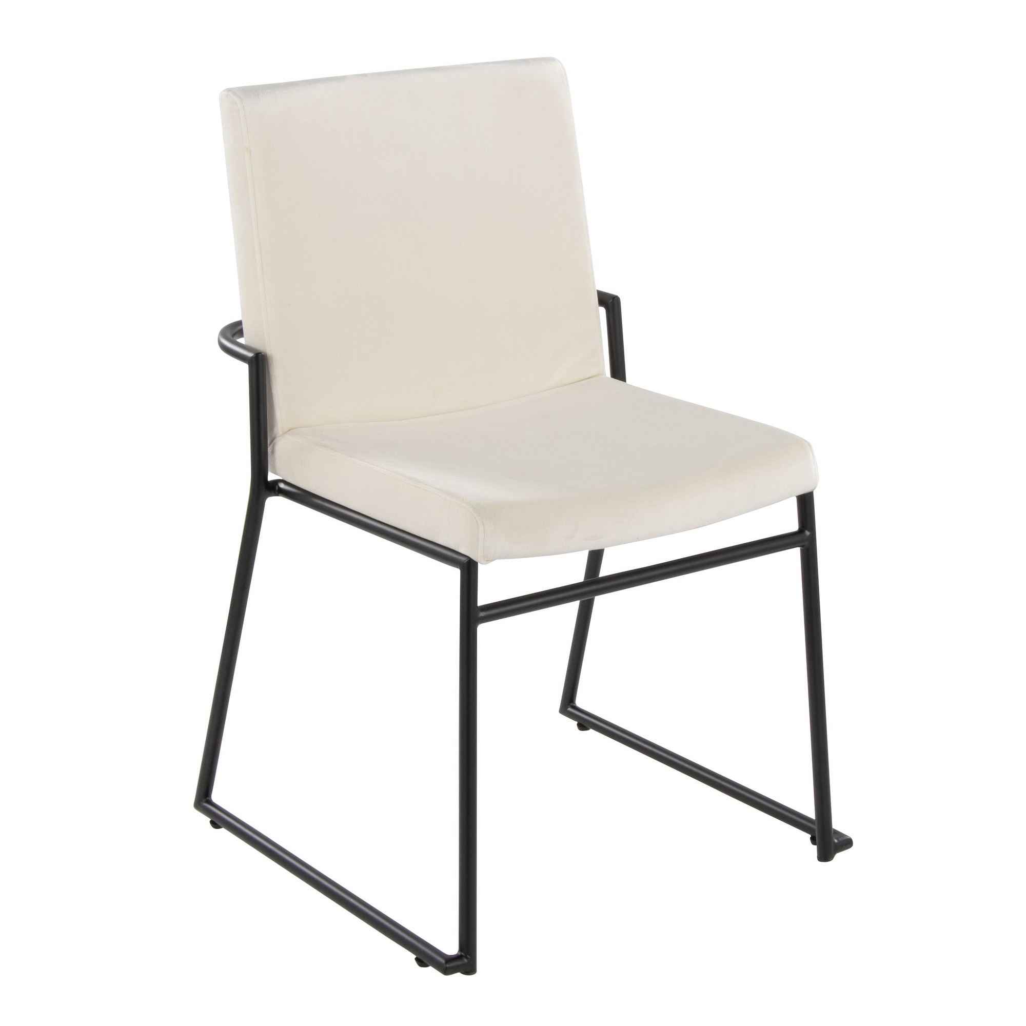 Dutchess Black Metal Cream Velvet Contemporary Dining Chairs (Set of 2) 3 Dutchess Black Metal Cream Velvet Contemporary Dining Chairs (Set of 2) - Image 3