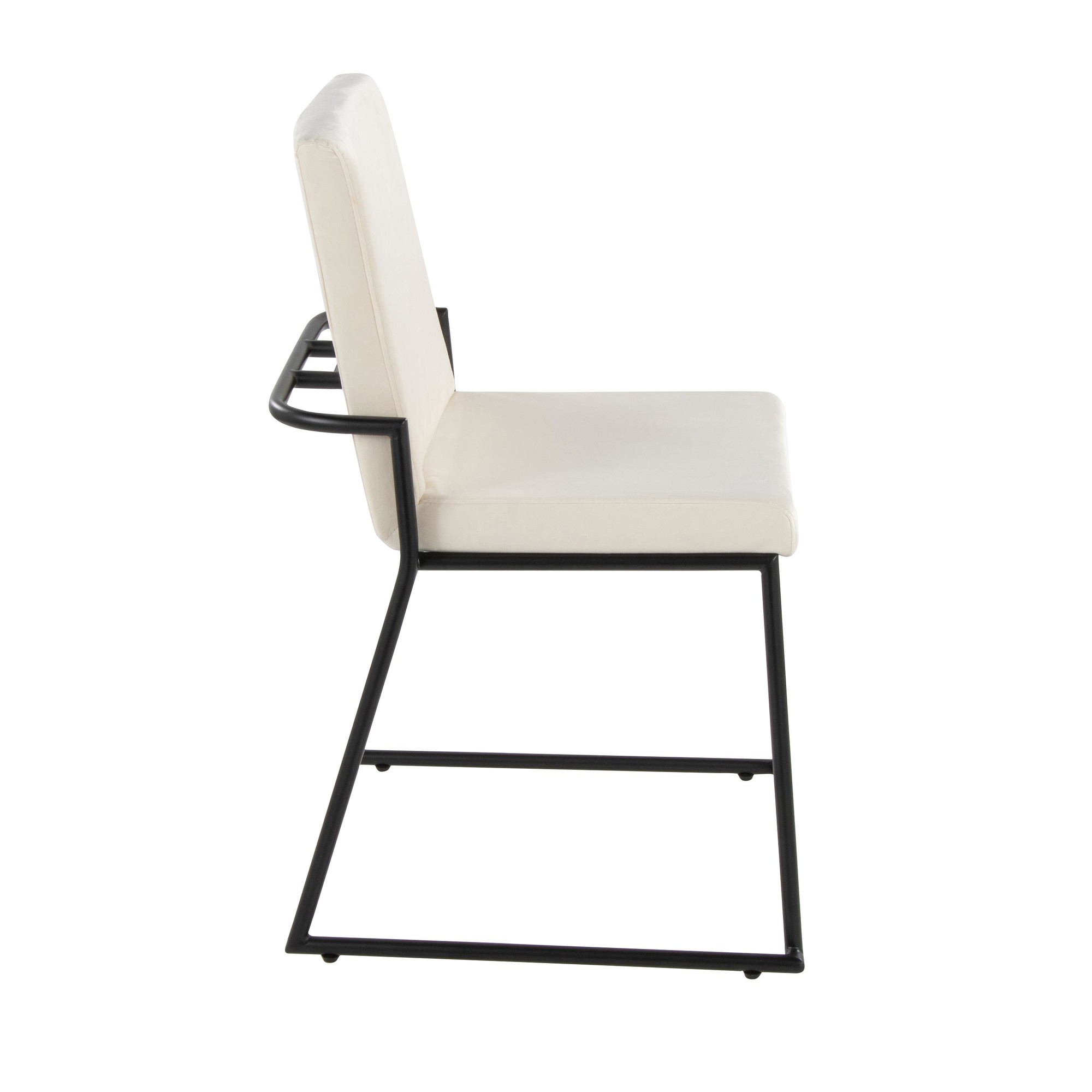 Dutchess Black Metal Cream Velvet Contemporary Dining Chairs (Set of 2) 4 Dutchess Black Metal Cream Velvet Contemporary Dining Chairs (Set of 2) - Image 4