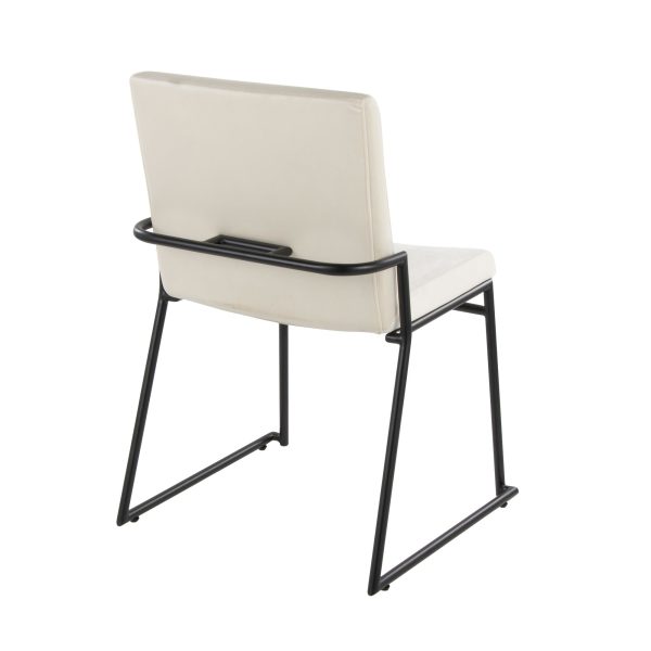 Dutchess Black Metal Cream Velvet Contemporary Dining Chairs Set of 2 4