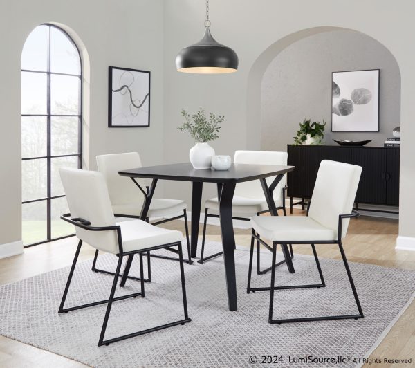 Dutchess Black Metal Cream Velvet Contemporary Dining Chairs Set of 2