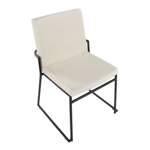 Dutchess Black Metal Cream Velvet Contemporary Dining Chairs Set of 2 7