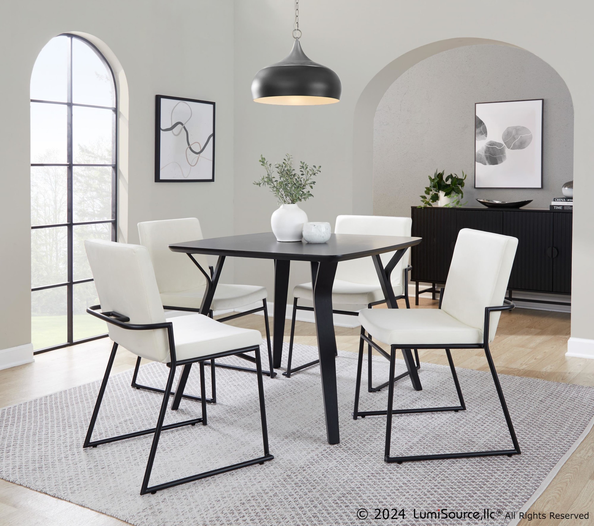 Dutchess Black Metal Cream Velvet Contemporary Dining Chairs (Set of 2) 1 Dutchess Black Metal Cream Velvet Contemporary Dining Chairs (Set of 2)