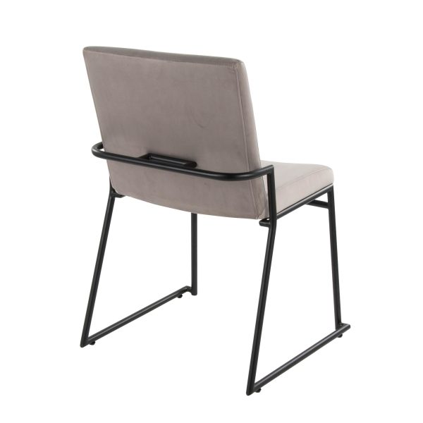 Dutchess Black Metal Silver Velvet Contemporary Dining Chairs Set of 2 4