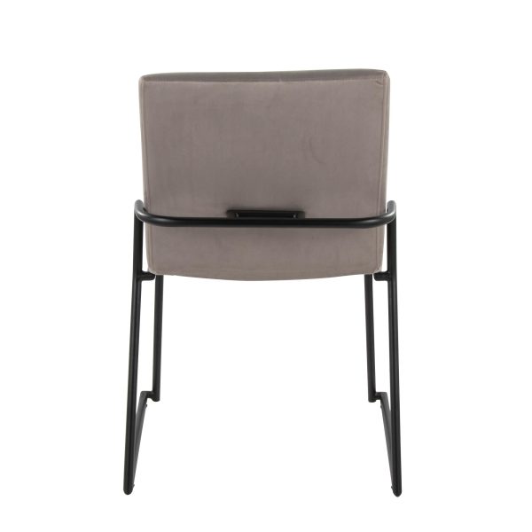 Dutchess Black Metal Silver Velvet Contemporary Dining Chairs Set of 2 5