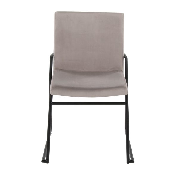 Dutchess Black Metal Silver Velvet Contemporary Dining Chairs Set of 2 6