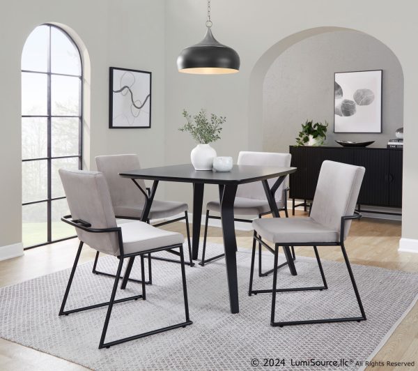 Dutchess Black Metal Silver Velvet Contemporary Dining Chairs Set of 2