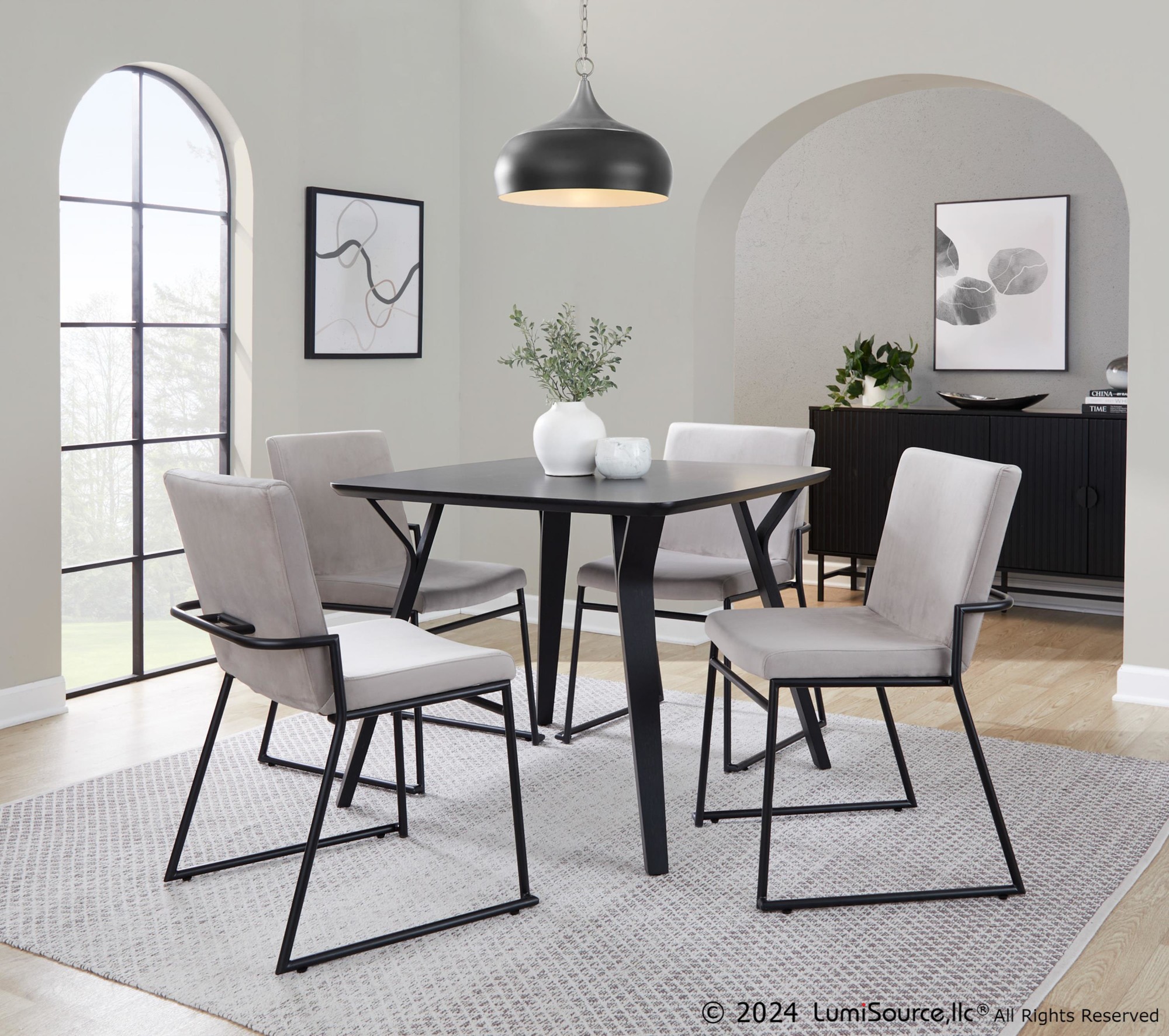 Dutchess Black Metal Silver Velvet Contemporary Dining Chairs (Set of 2) 1 Dutchess Black Metal Silver Velvet Contemporary Dining Chairs (Set of 2)