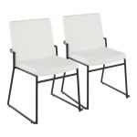 Dutchess Black Metal White Faux Leather Contemporary Dining Chairs (Set of 2)