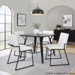 Dutchess Black Metal White Faux Leather Contemporary Dining Chairs (Set of 2)