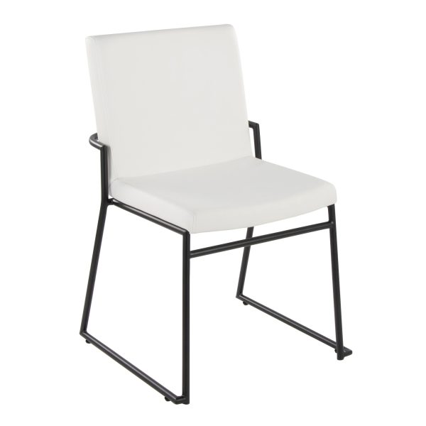 Dutchess Black Metal White Faux Leather Contemporary Dining Chairs Set of 2 2