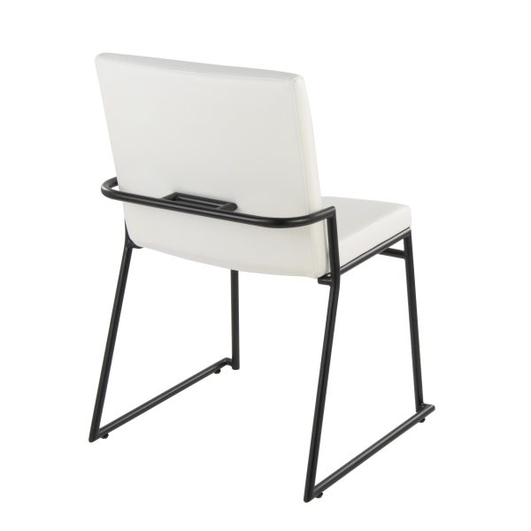 Dutchess Black Metal White Faux Leather Contemporary Dining Chairs Set of 2 4