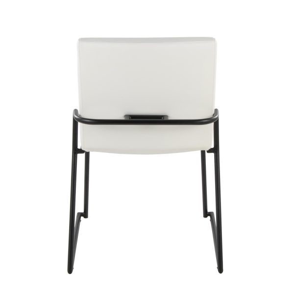 Dutchess Black Metal White Faux Leather Contemporary Dining Chairs Set of 2 5