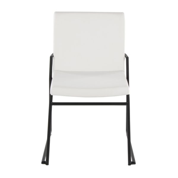 Dutchess Black Metal White Faux Leather Contemporary Dining Chairs Set of 2 6
