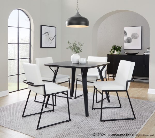 Dutchess Black Metal White Faux Leather Contemporary Dining Chairs Set of 2