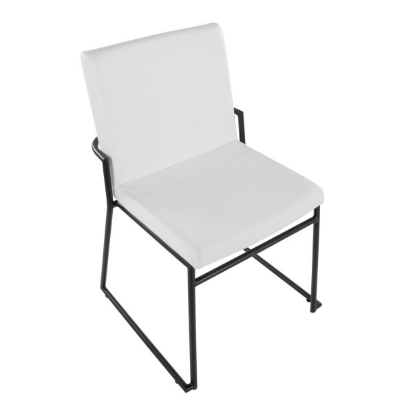 Dutchess Black Metal White Faux Leather Contemporary Dining Chairs Set of 2 7
