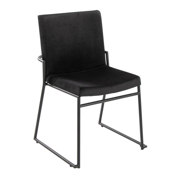 Dutchess Black Velvet Contemporary Dining Chairs Black Metal Set of 2 2