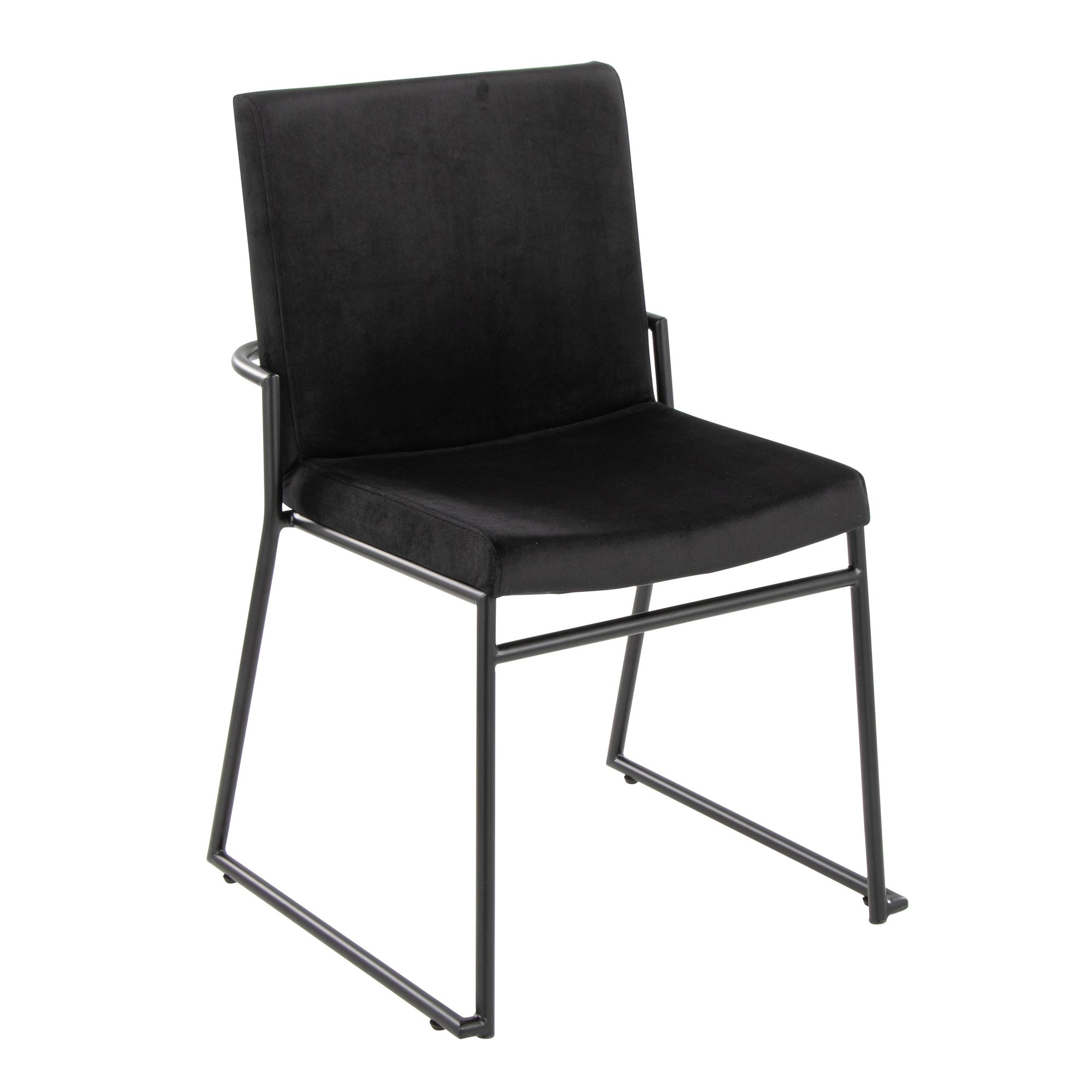 Dutchess Black Velvet Contemporary Dining Chairs Black Metal (Set of 2) 3 Dutchess Black Velvet Contemporary Dining Chairs Black Metal (Set of 2) - Image 3