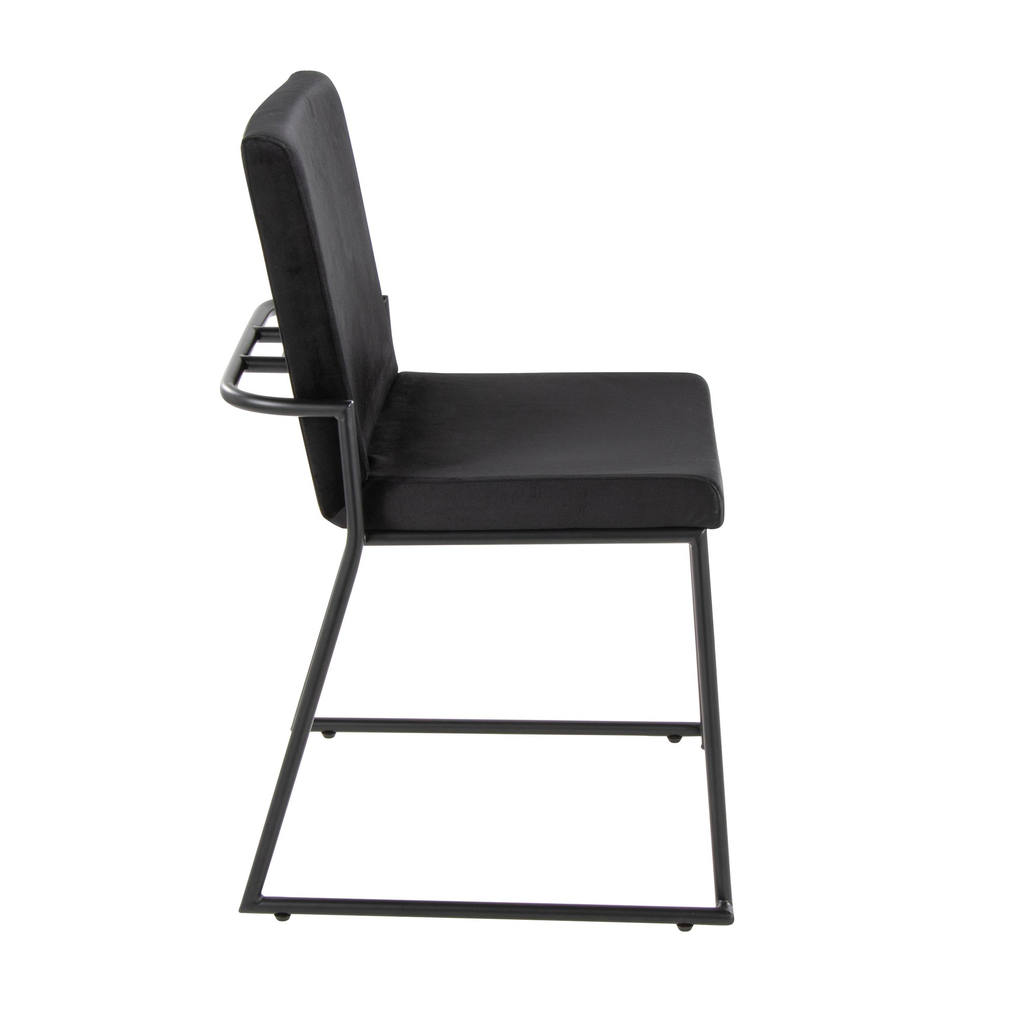 Dutchess Black Velvet Contemporary Dining Chairs Black Metal (Set of 2) 4 Dutchess Black Velvet Contemporary Dining Chairs Black Metal (Set of 2) - Image 4