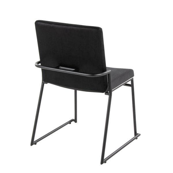 Dutchess Black Velvet Contemporary Dining Chairs Black Metal Set of 2 4
