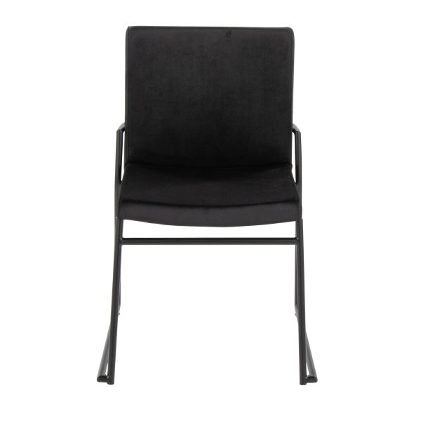 Dutchess Black Velvet Contemporary Dining Chairs Black Metal Set of 2 6