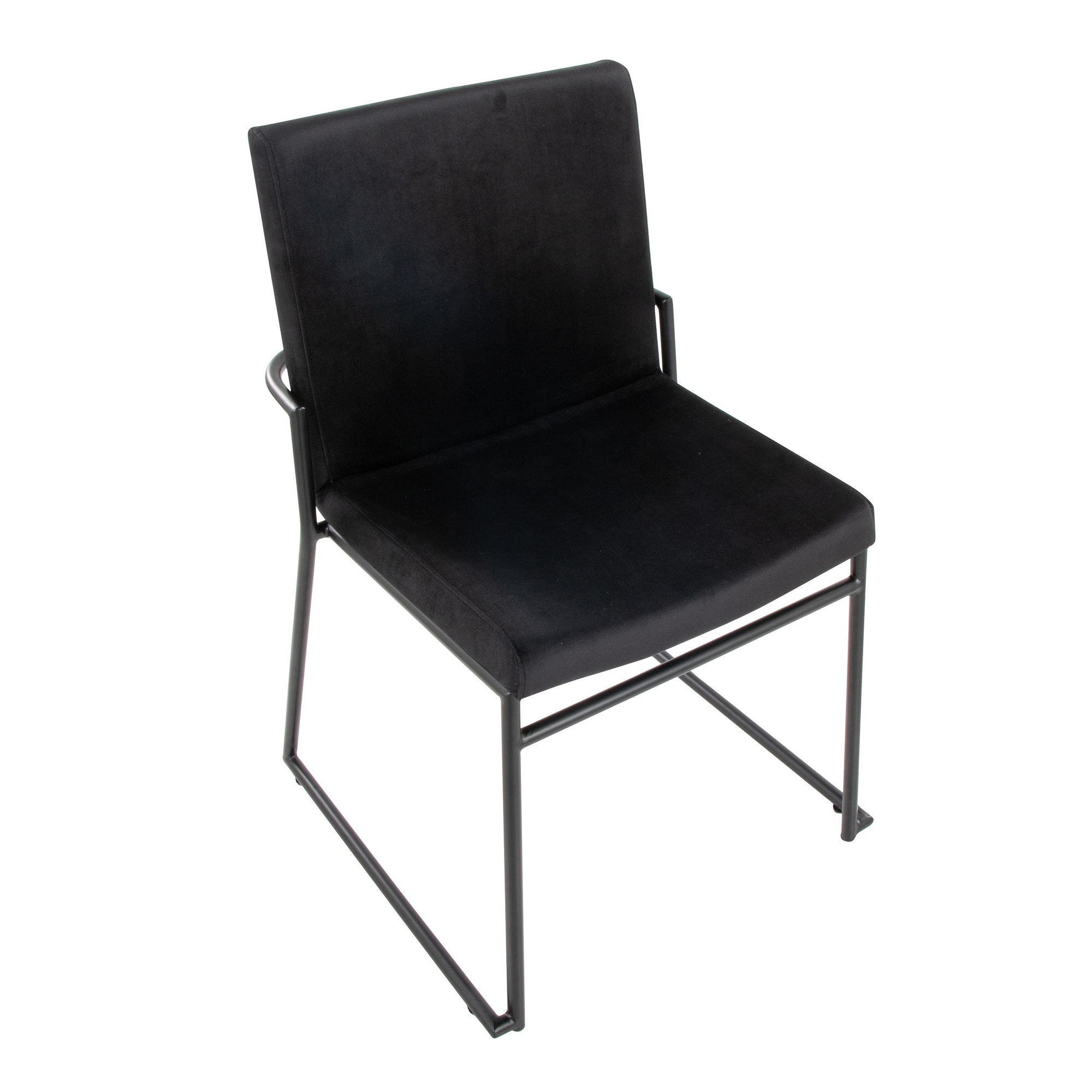 Dutchess Black Velvet Contemporary Dining Chairs Black Metal (Set of 2) 8 Dutchess Black Velvet Contemporary Dining Chairs Black Metal (Set of 2) - Image 8