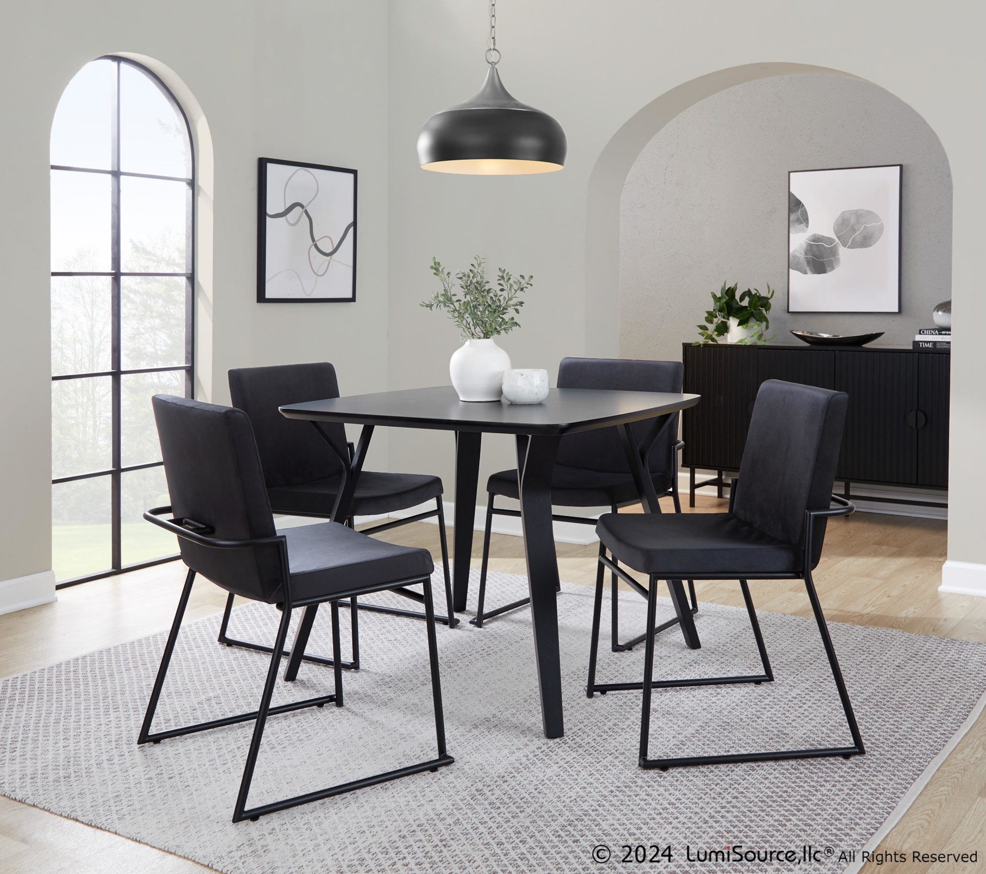 Dutchess Black Velvet Contemporary Dining Chairs Black Metal (Set of 2) 1 Dutchess Black Velvet Contemporary Dining Chairs Black Metal (Set of 2)