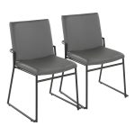 Dutchess Contemporary Black Metal and Grey Faux Leather Dining Chairs (Set of 2)