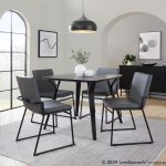 Dutchess Contemporary Black Metal and Grey Faux Leather Dining Chairs (Set of 2)