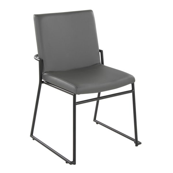Dutchess Contemporary Black Metal and Grey Faux Leather Dining Chairs Set of 2 2