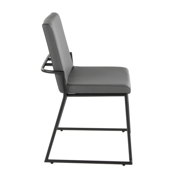 Dutchess Contemporary Black Metal and Grey Faux Leather Dining Chairs Set of 2 3