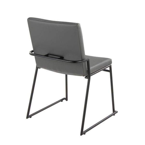 Dutchess Contemporary Black Metal and Grey Faux Leather Dining Chairs Set of 2 4