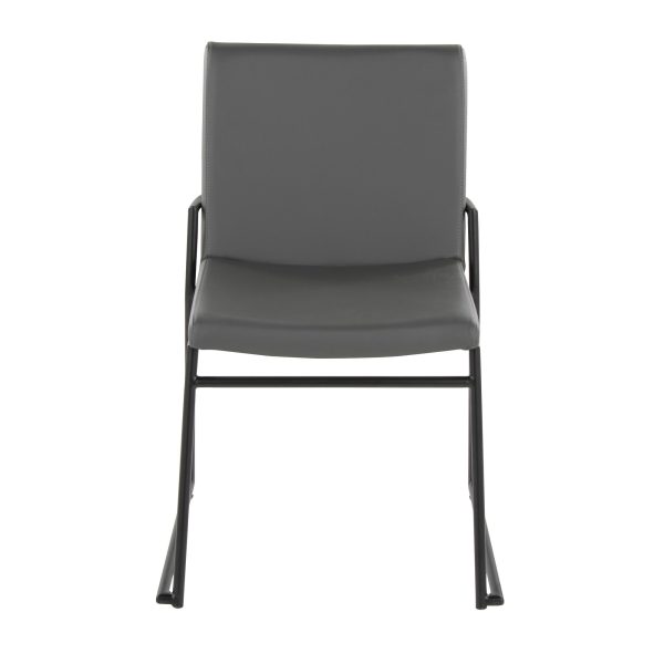 Dutchess Contemporary Black Metal and Grey Faux Leather Dining Chairs Set of 2 6