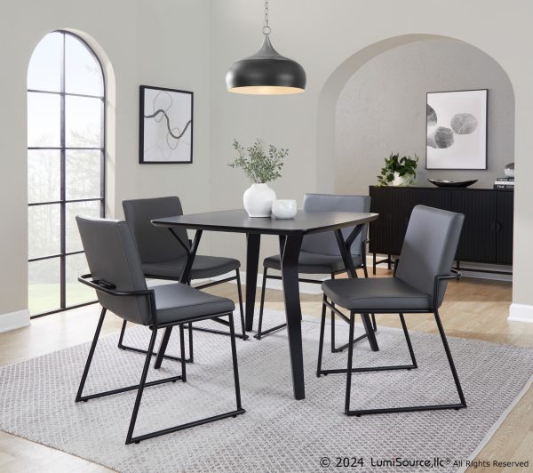 Dutchess Contemporary Black Metal and Grey Faux Leather Dining Chairs Set of 2